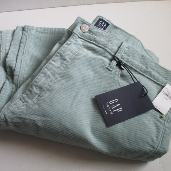 *GAP 1969 Denim Pale Pastel Green Corduroy Cigarette Jeans - NWT - Picture 1 of 5